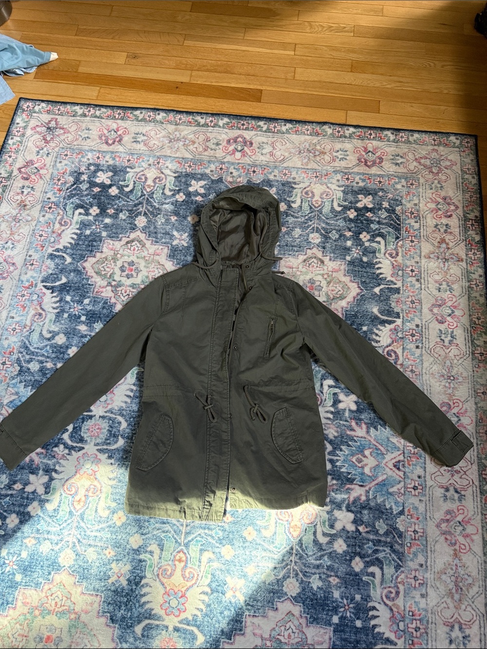 Ambiance Olive Green Hooded Lightweight Utility Jacket